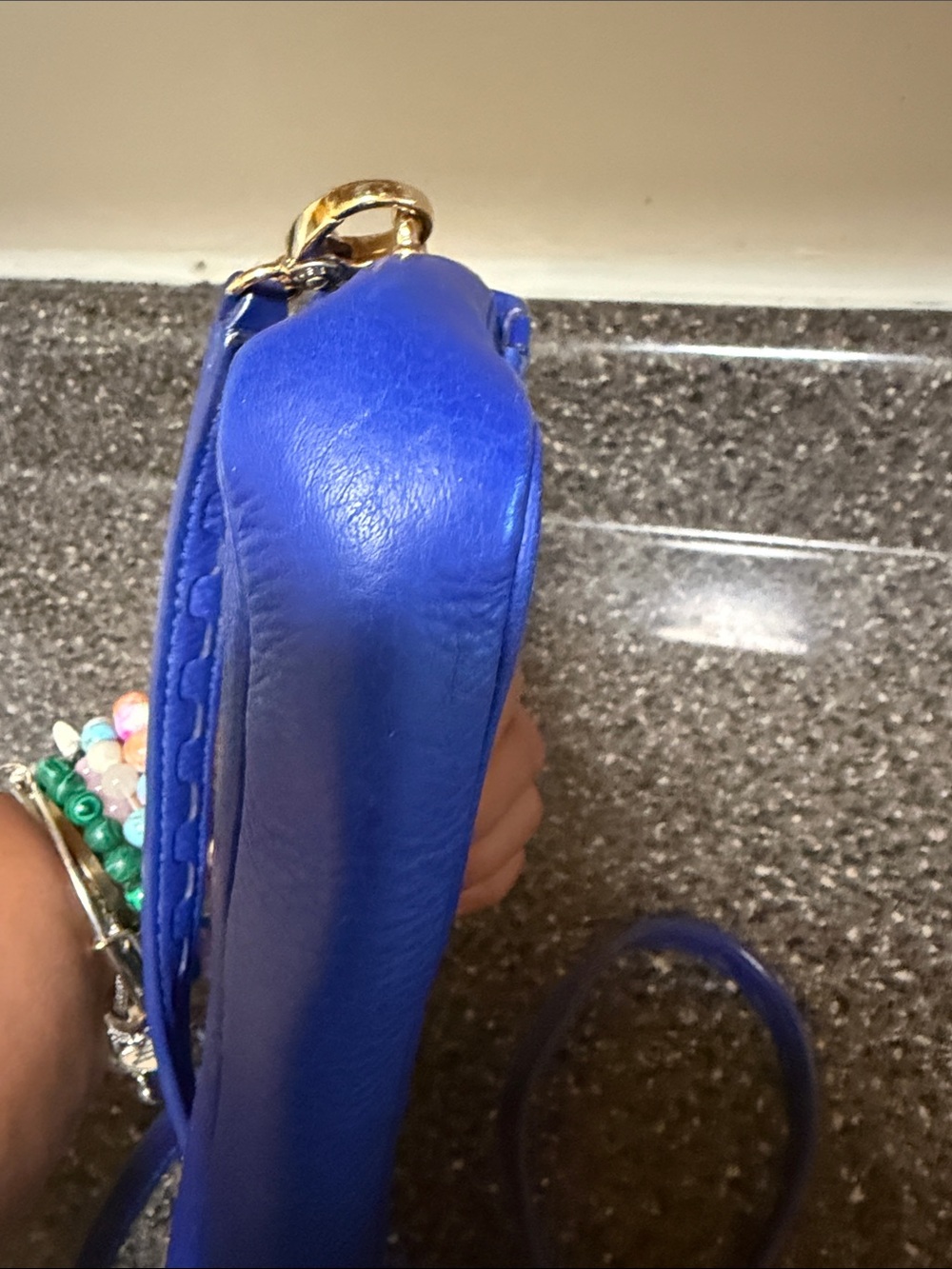 Henri Bendel Blue Leather Crossbody Bag Rare - Picture 5 of 6